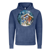 Vintage Denim Winter Farm Animals Vintage Hoodie - FaDigitalArtStudio