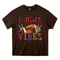 Chocolate Brown Football vibes red and blue Heavy Core Tee - HowdyJamesFarm