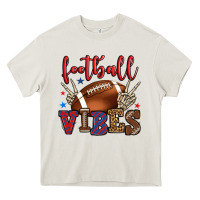 Cream Football vibes red and blue Heavy Core Tee - HowdyJamesFarm
