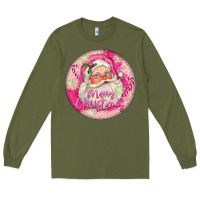 Army Green Pink Merry Christmas Santa Long Sleeve Tee - FaDigitalArtStudio