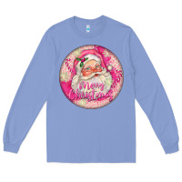 Colony Blue Pink Merry Christmas Santa Long Sleeve Tee - FaDigitalArtStudio