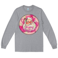 Heather Grey Pink Merry Christmas Santa Long Sleeve Tee - FaDigitalArtStudio