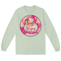 Matcha Pink Merry Christmas Santa Long Sleeve Tee - FaDigitalArtStudio