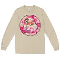 Mushroom Pink Merry Christmas Santa Long Sleeve Tee - FaDigitalArtStudio