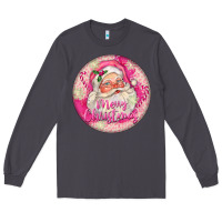 Smoke Pink Merry Christmas Santa Long Sleeve Tee - FaDigitalArtStudio