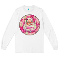 White Pink Merry Christmas Santa Long Sleeve Tee - FaDigitalArtStudio
