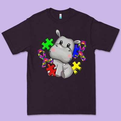 Autism Hippopotamus Premium Tee Designed By Cowgirlartshop