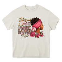 Cream Blessed is she who has believed afro woman Heavy Core Tee - RanaPortraitStore