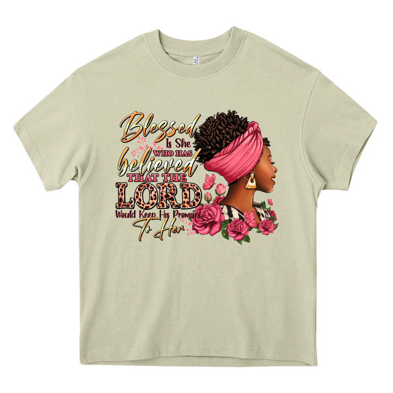 Blessed Is She Who Has Believed Afro Woman Heavy Core Tee by RanaPortraitStore | Teevron
