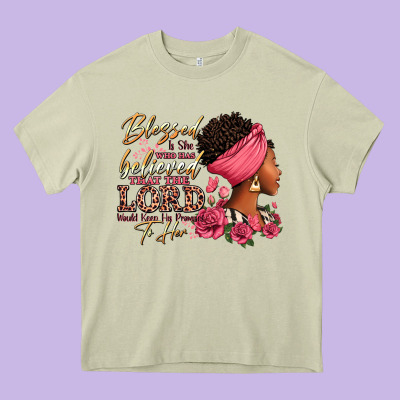 Blessed Is She Who Has Believed Afro Woman Heavy Core Tee Designed By Ranaportraitstore