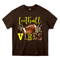 Chocolate Brown Football vibes yellow and black team color Heavy Core Tee - HowdyJamesFarm