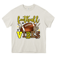 Cream Football vibes yellow and black team color Heavy Core Tee - HowdyJamesFarm