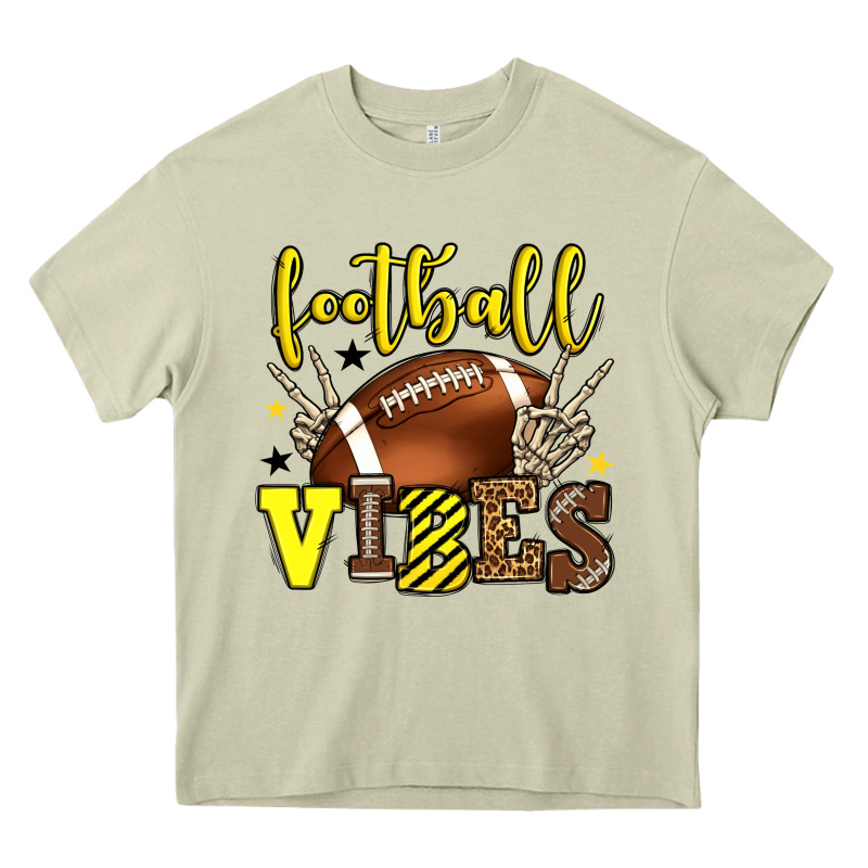 Football Vibes Yellow And Black Team Color Heavy Core Tee by HowdyJamesFarm | Teevron