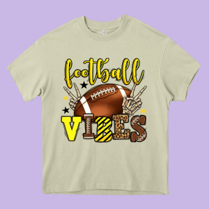 Football Vibes Yellow And Black Team Color Heavy Core Tee Designed By Howdyjamesfarm