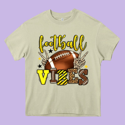 Football Vibes Yellow And Black Team Color Heavy Core Tee Designed By Howdyjamesfarm