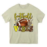 Mossy Football vibes yellow and black team color Heavy Core Tee - HowdyJamesFarm