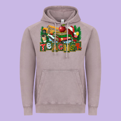 Christmas Teacher Vintage Hoodie Designed By Fadigitalartstudio