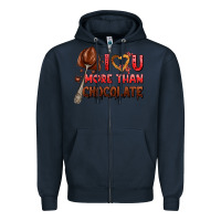 Navy i love you more than chocolate Zipper Hoodie - AdoDesignShop