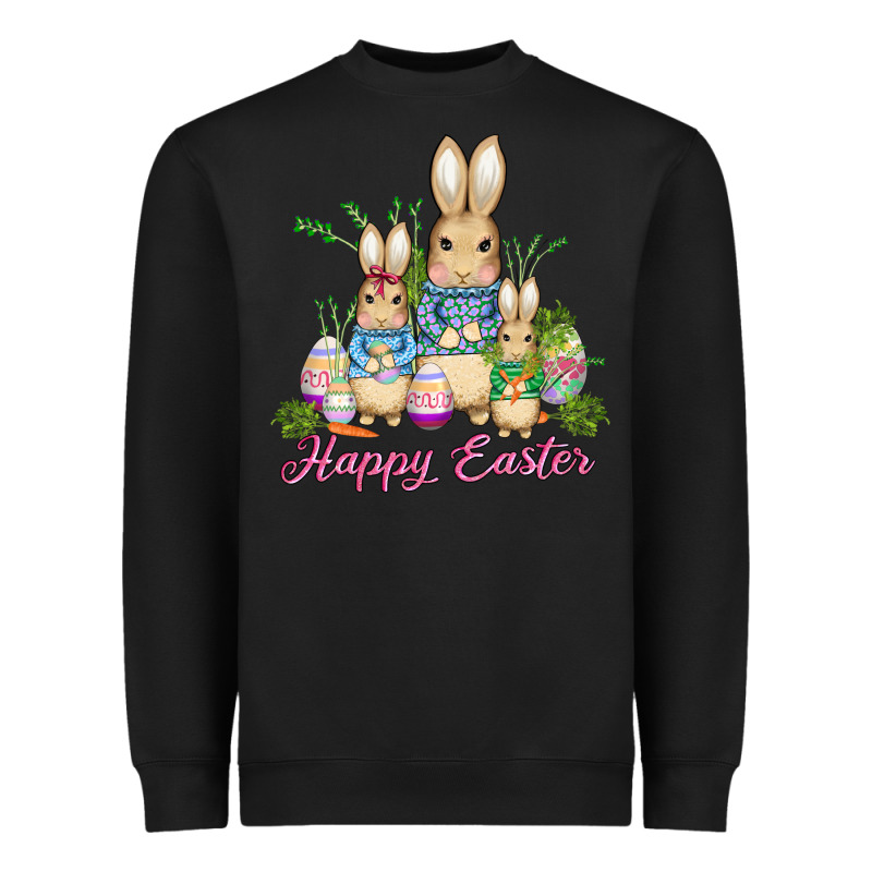 Easter Bunny Family Wıth Carrots And Eggs Heavyweight Sweatshirt by AdoDesignShop | Teevron