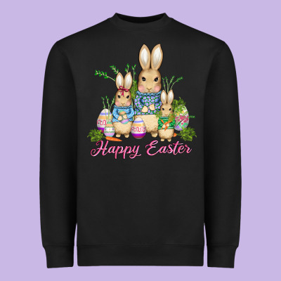 Easter Bunny Family Wıth Carrots And Eggs Heavyweight Sweatshirt Designed By Adodesignshop