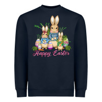 Navy easter bunny family wıth carrots and eggs Heavyweight Sweatshirt - AdoDesignShop