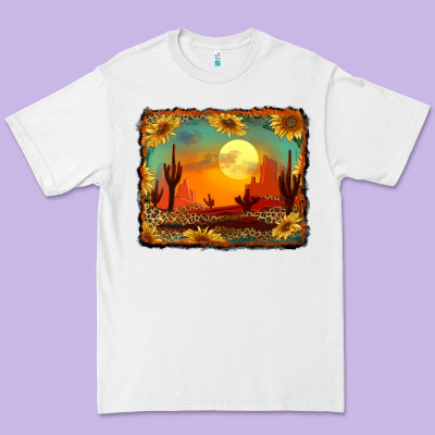 Western Desert Sunset Background Premium Tee Designed By Ranaportraitstore