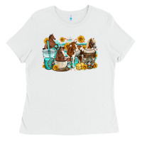 White horses coffee cups Ladies Tee - OliviaCreatesArt