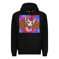Black purple glitter roses sphynx cat Premium Hoodie - LillyAllenDesigns