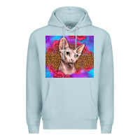 Blue Mist purple glitter roses sphynx cat Premium Hoodie - LillyAllenDesigns