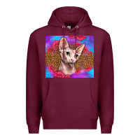 Burgundy purple glitter roses sphynx cat Premium Hoodie - LillyAllenDesigns