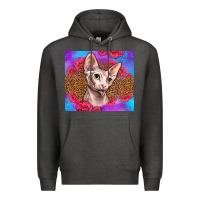 Charcoal Heather purple glitter roses sphynx cat Premium Hoodie - LillyAllenDesigns