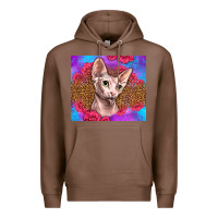 Chestnut purple glitter roses sphynx cat Premium Hoodie - LillyAllenDesigns