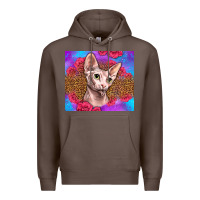 Coffee purple glitter roses sphynx cat Premium Hoodie - LillyAllenDesigns