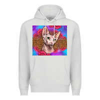 Dove Grey purple glitter roses sphynx cat Premium Hoodie - LillyAllenDesigns