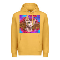 Mustard purple glitter roses sphynx cat Premium Hoodie - LillyAllenDesigns