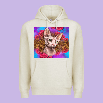 Purple Glitter Roses Sphynx Cat Premium Hoodie Designed By Lillyallendesigns