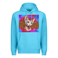 Ocean Blue purple glitter roses sphynx cat Premium Hoodie - LillyAllenDesigns