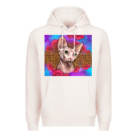 Pale Pink purple glitter roses sphynx cat Premium Hoodie - LillyAllenDesigns