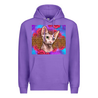 Purple purple glitter roses sphynx cat Premium Hoodie - LillyAllenDesigns