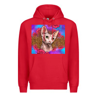 Red purple glitter roses sphynx cat Premium Hoodie - LillyAllenDesigns