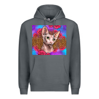 Rock purple glitter roses sphynx cat Premium Hoodie - LillyAllenDesigns