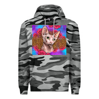 Slate Camo purple glitter roses sphynx cat Premium Hoodie - LillyAllenDesigns