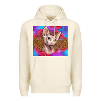 Tofu purple glitter roses sphynx cat Premium Hoodie - LillyAllenDesigns