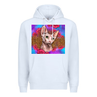 White purple glitter roses sphynx cat Premium Hoodie - LillyAllenDesigns