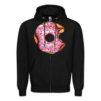 Black pink strawberry donut Zipper Hoodie - AdoDesignShop