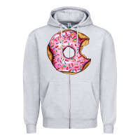 Heather Grey pink strawberry donut Zipper Hoodie - AdoDesignShop