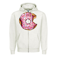 Oatmeal Heather pink strawberry donut Zipper Hoodie - AdoDesignShop