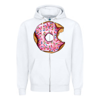 White pink strawberry donut Zipper Hoodie - AdoDesignShop