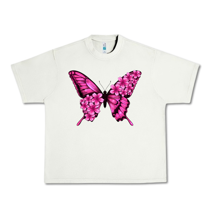 Floral Pink Butterfly Urban Heavy Tee by Jasminsmagicworld | Teevron