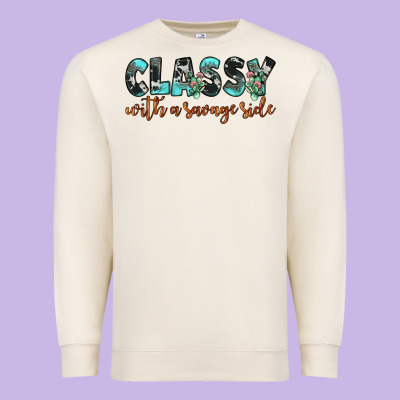 Classy With A Savage Side Premium Sweatshirt Designed By Jahusdesignshop